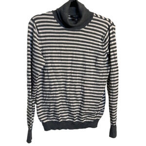 Banana Republic- Women’s Size L White Grey Striped Turtleneck